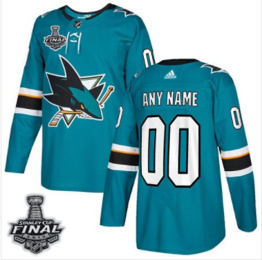 Benutzerdefinierte Sharks Teal Grün Heim 2019 Stanley Cup Final Stitched